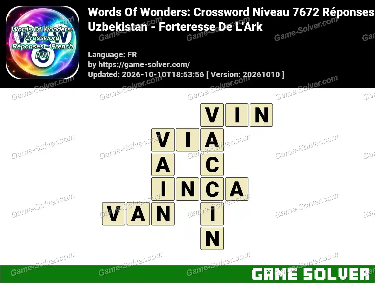 Words Of Wonders: Crossword Niveau 7672 Réponses – Uzbekistan – Forteresse De L’Ark